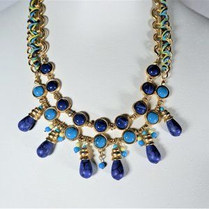 Chico’s Faux Lapis Turquoise Bib Necklace